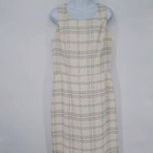 John Meyer Collection Cream Black‎ Tweed Plaid Dress Size 10 New